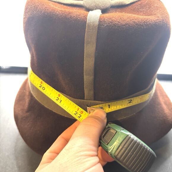 True Vintage 50s Wool Cloche With Velvet Trim Brown Mr John Sophisticates VTG main image 4